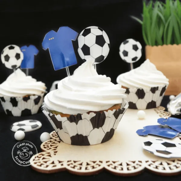 24 Caissettes Cupcakes + 24 Cake Toppers Football Scrapcooking 3