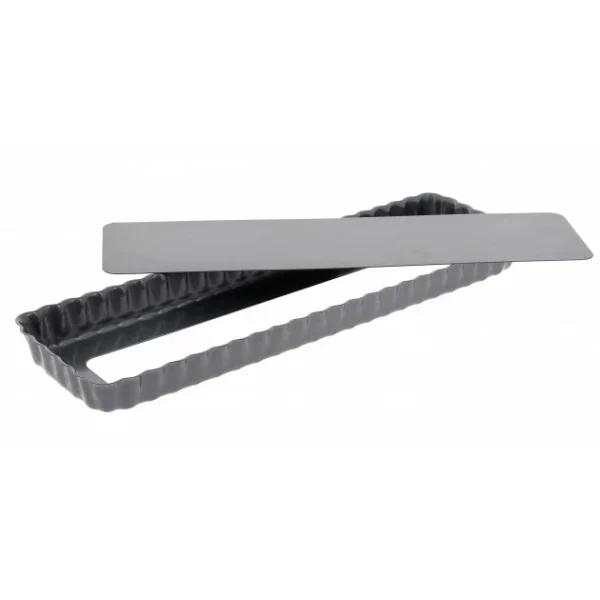 Moule Anti Adhésif Tarte Rectangle Fond Amovible 35,6 X 10,2 Cm X H 2,7 Cm De Buyer 1