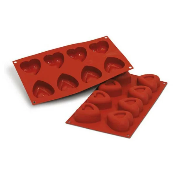 Moule Silicone Savarins Coeurs 6,2 X 6,2 Cm (x8) Silikomart 1